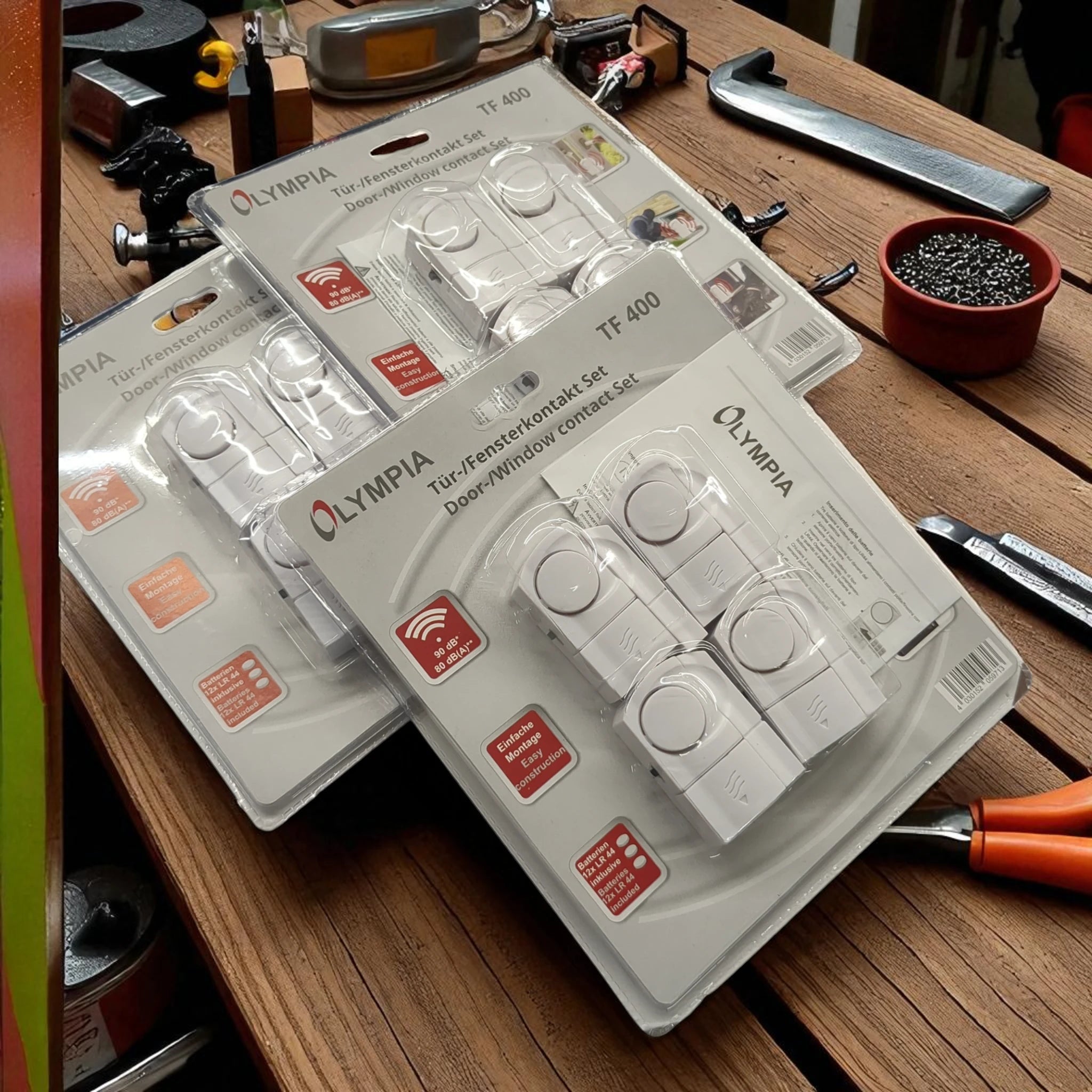 3er Bundle: Olympia TF 400 Tür - /Fensteralarm NEU + 1 gebrauchtes Set gratis dazu bei Retourify e. K.
