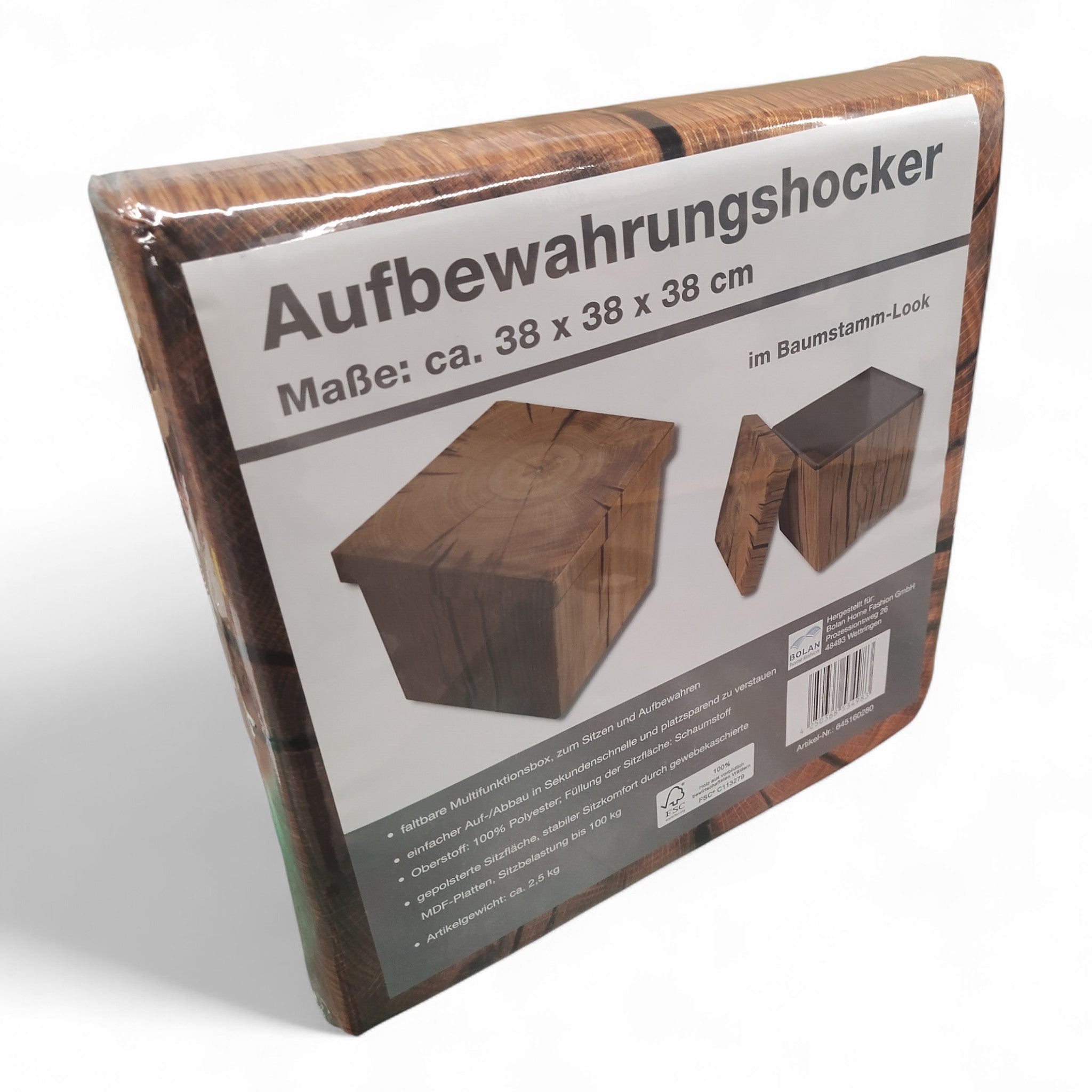 Bolan Home Aufbewahrungshocker Sitzhocker im Baumstamm oder Teebox Look/ Neuware