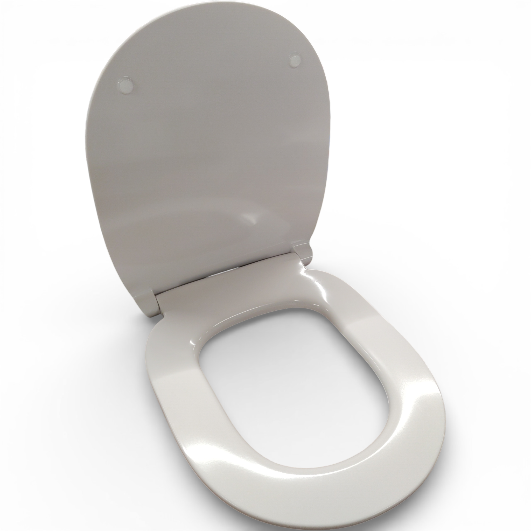 Der ultraflache Ideal Standard WC-Sitz mit Absenkautomatik Connect wird offen vor weißem Hintergrund präsentiert.