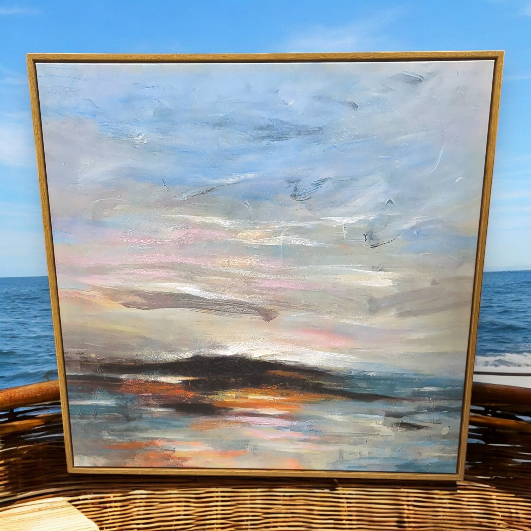 ABELLA Arte Gemälde auf Leinwand Aquarell - Optik Holzrahmen 80x80cm // Neuware bei Retourify e. K.