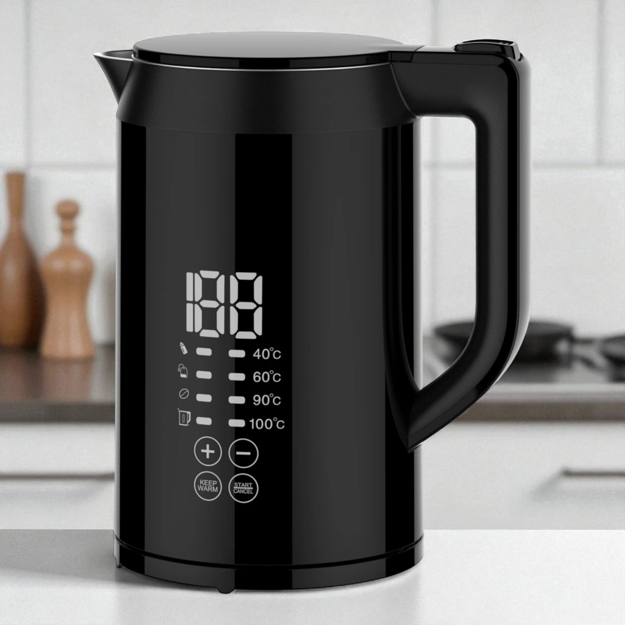 DMS Digitaler Wasserkocher DW-1 / 1,5L, 2200 Watt, LED-Display, Temperaturwahl // Neu