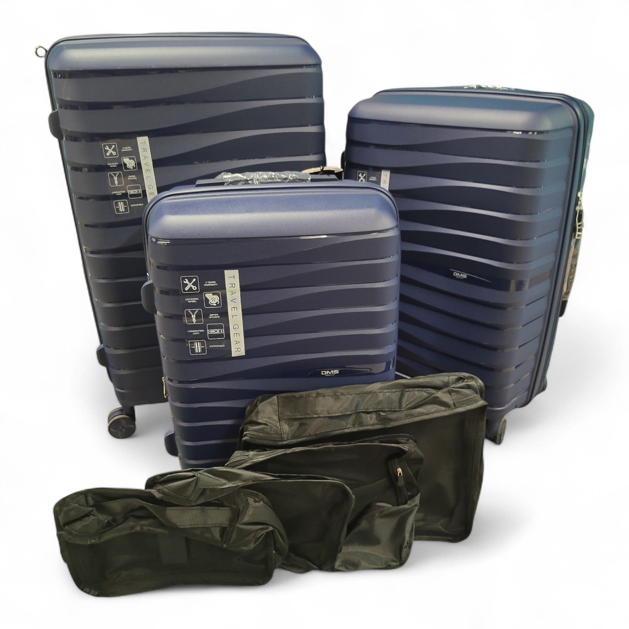 DMS Germany 7-tlg. Trolley Hartschalenkofferset RK-3800DB, Dunkelblau / TOP B-Ware