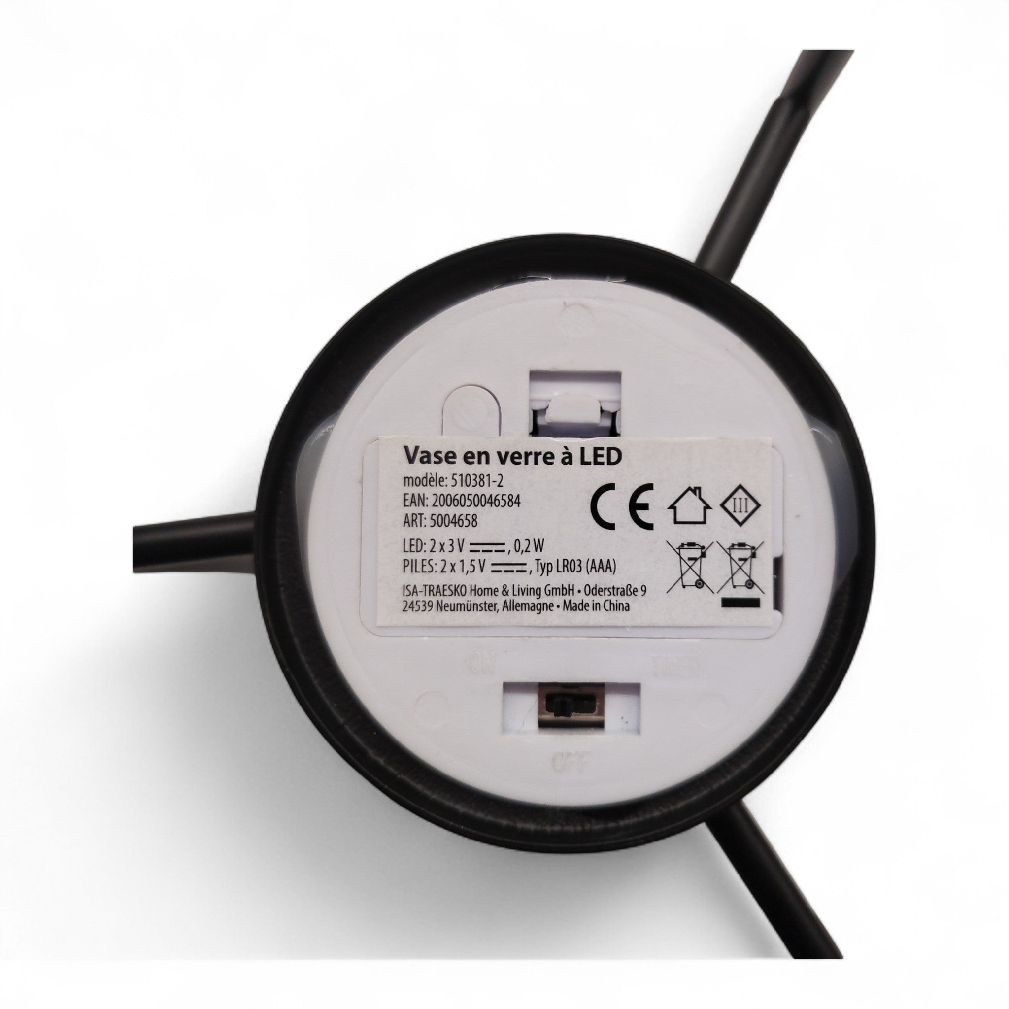 Living Art Dekovase / Gesamthöhe ca. 29 cm. / inkl. Ständer und LED Beleuchtung / B Ware