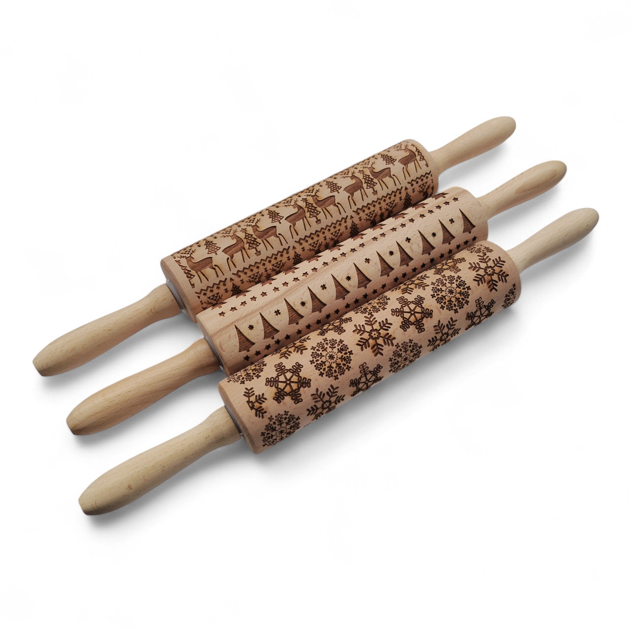 KitchenCraft 3er Set Weihnachts-Nudelhölzer Keksroller Teigroller / Neu