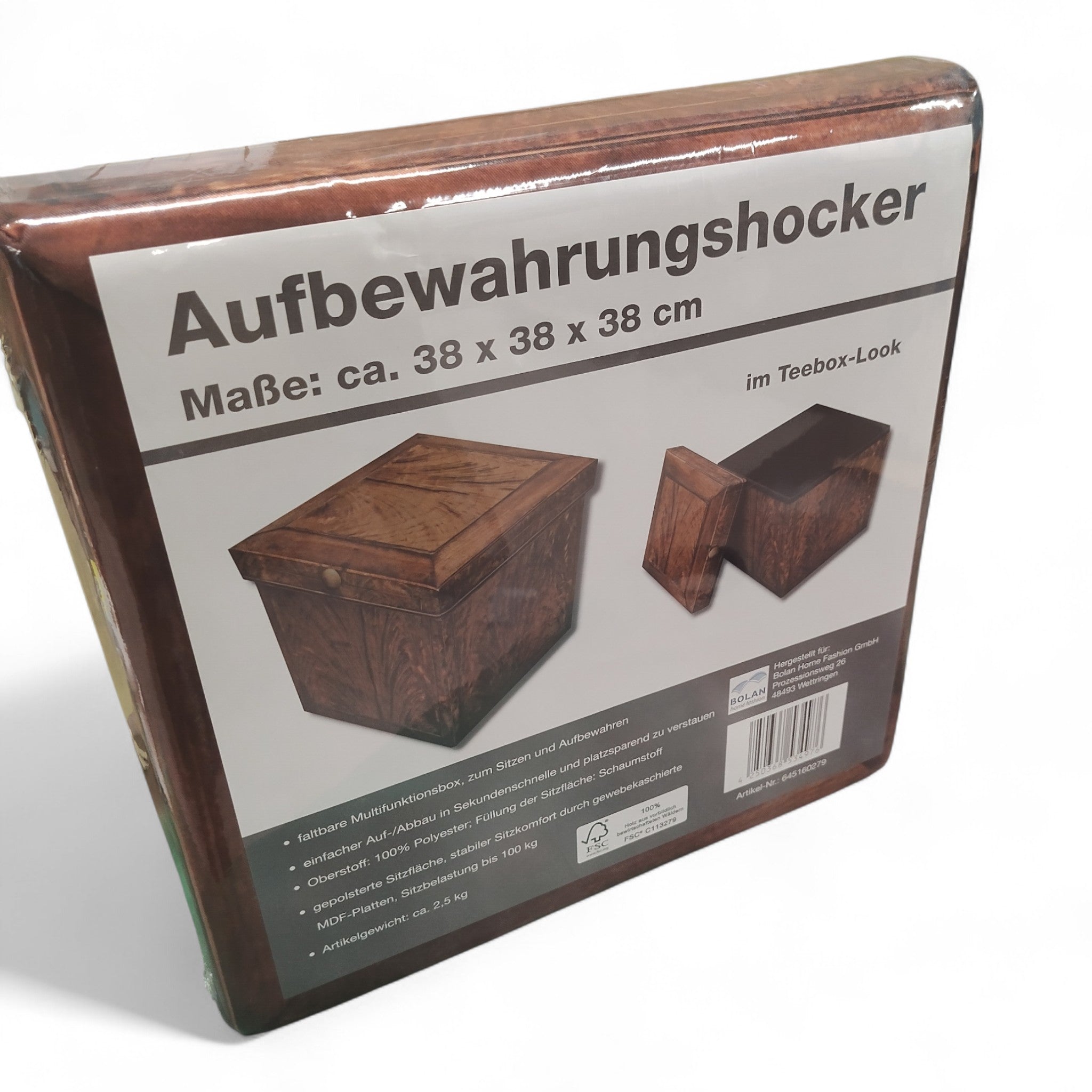 Bolan Home Aufbewahrungshocker Sitzhocker im Baumstamm oder Teebox Look/ Neuware
