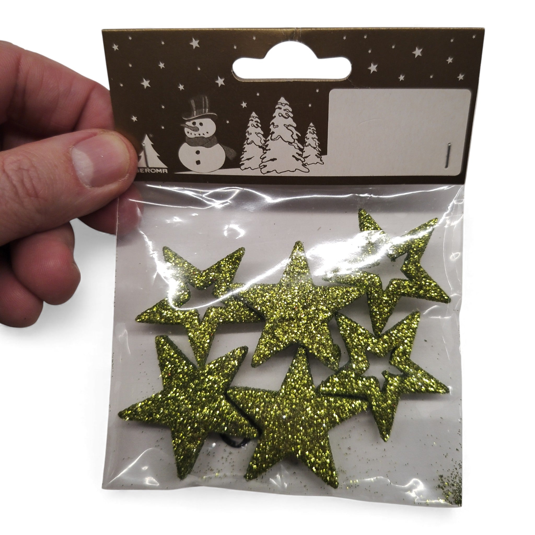 Dekosterne 6 Stück grün Glitzer, ca 3 cm /  Weihnachtsdeko Abverkauf / TOP Neuware und B Ware