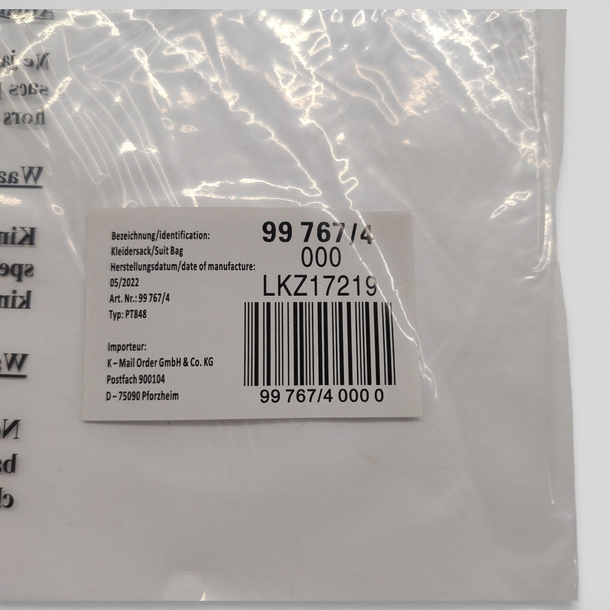 Babista Kleidersack Anzugtasche Blau - Neuware - mit Reißverschluss 100 x 60 cm, verpackt mit Barcode-Etikett, geprüfte B-Ware im Bestzustand, attraktive Sonderposten und exklusive Einzelstücke.