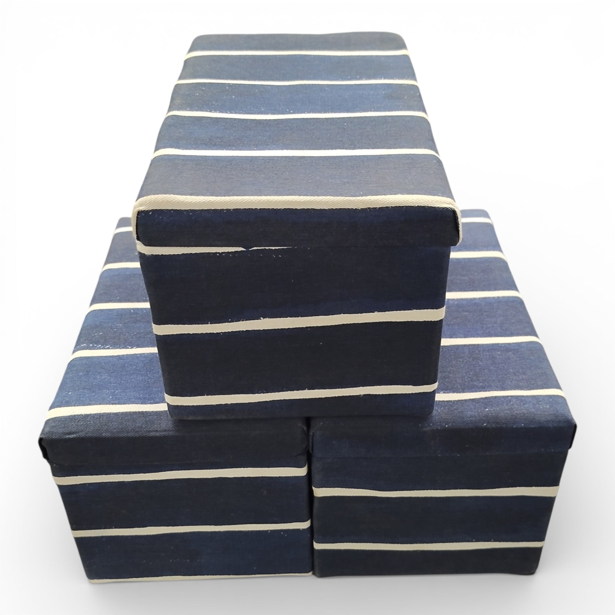 Ikea INNEHÅLLSRIK Aufbewahrungsdose, blau-weiß gestreift // B Ware / 3er Set