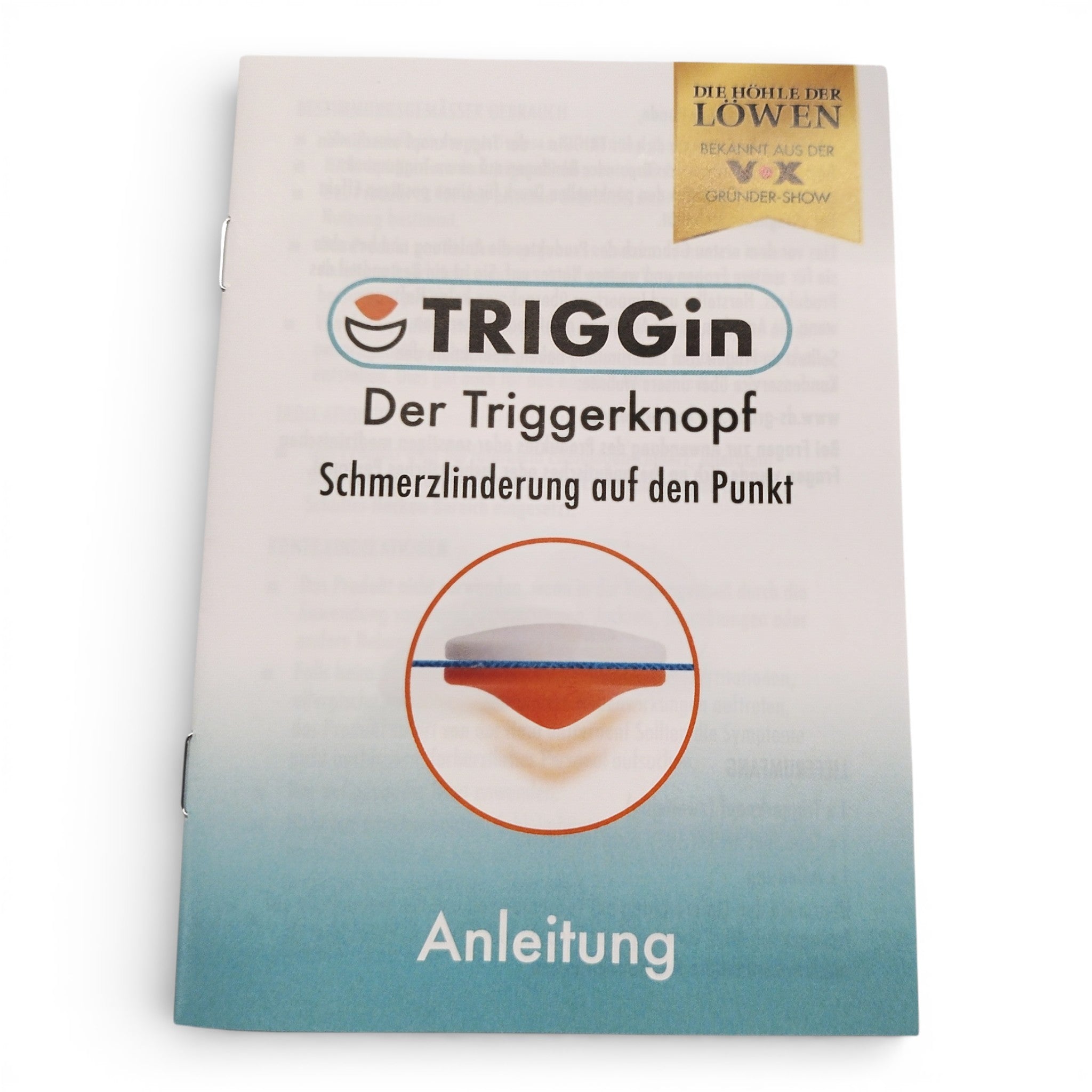 Büchlein: TRIGGin Der Triggerknopf - Schmerzpunkt-Therapie, Medizinprodukt von TRIGGin, incl. Tape & Anleitung. Ideal zur gezielten Schmerzlinderung bei Muskelverspannungen - bekannt aus "Die Höhle der Löwen".