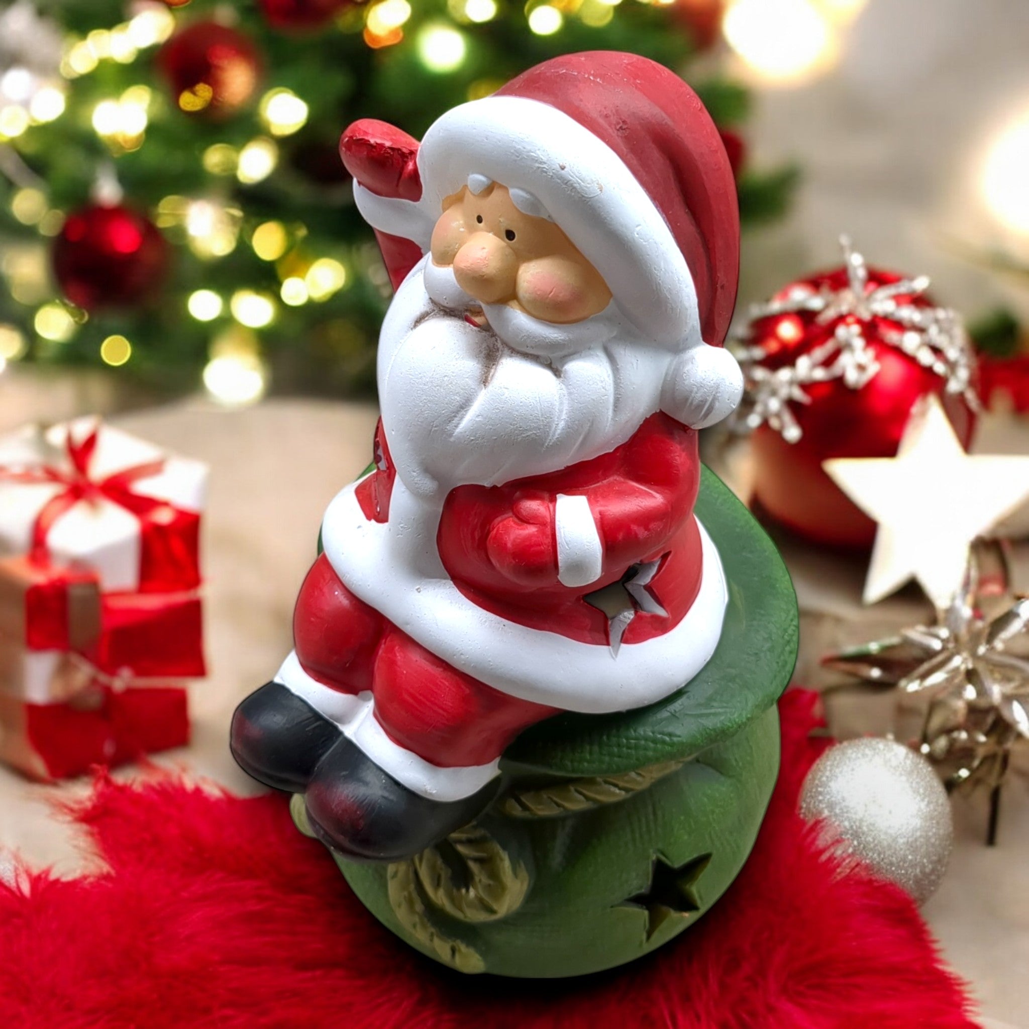 B Ware Weihnachtsmann Teelicht Halter Dekoration / 20 cm hoch bei Retourify e. K.