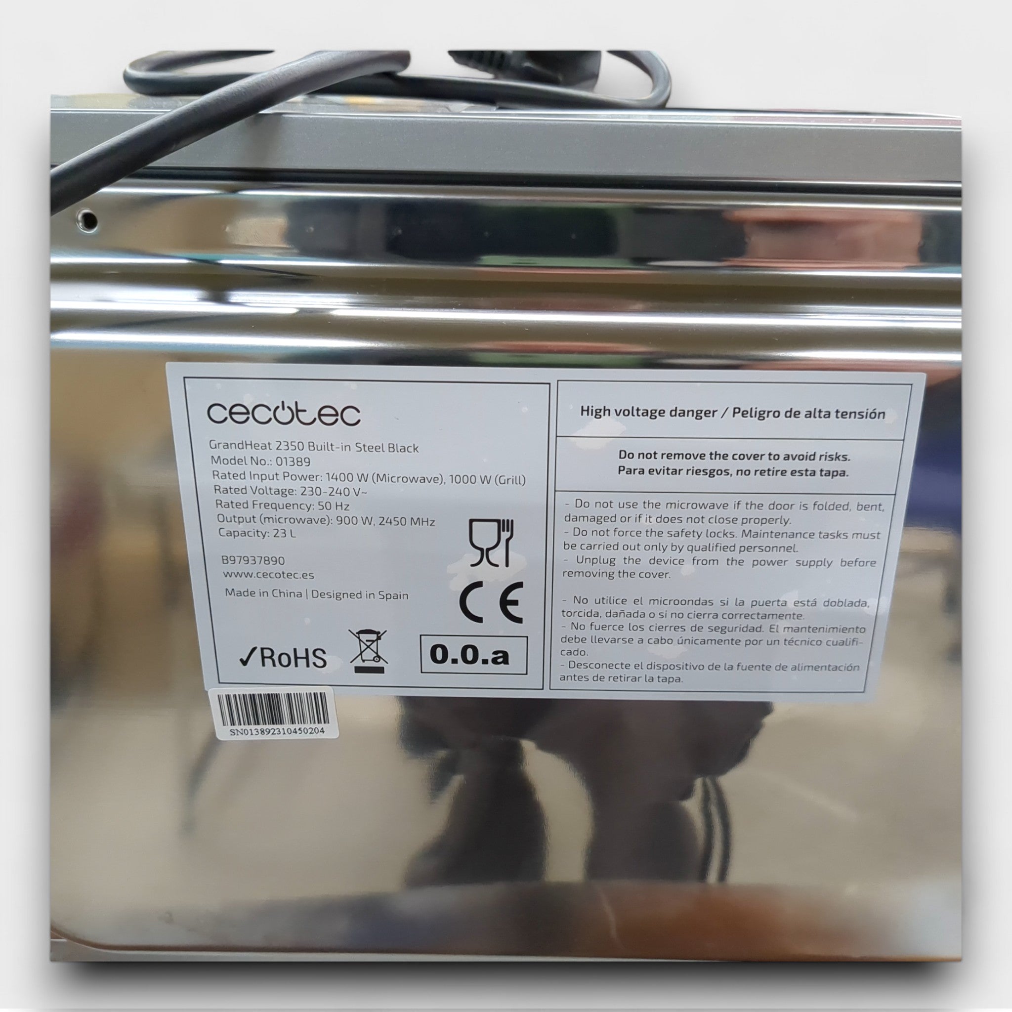 Cecotec Grandheat 2350 Built - In Black Einbaumikrowelle // B Ware bei Retourify e. K.