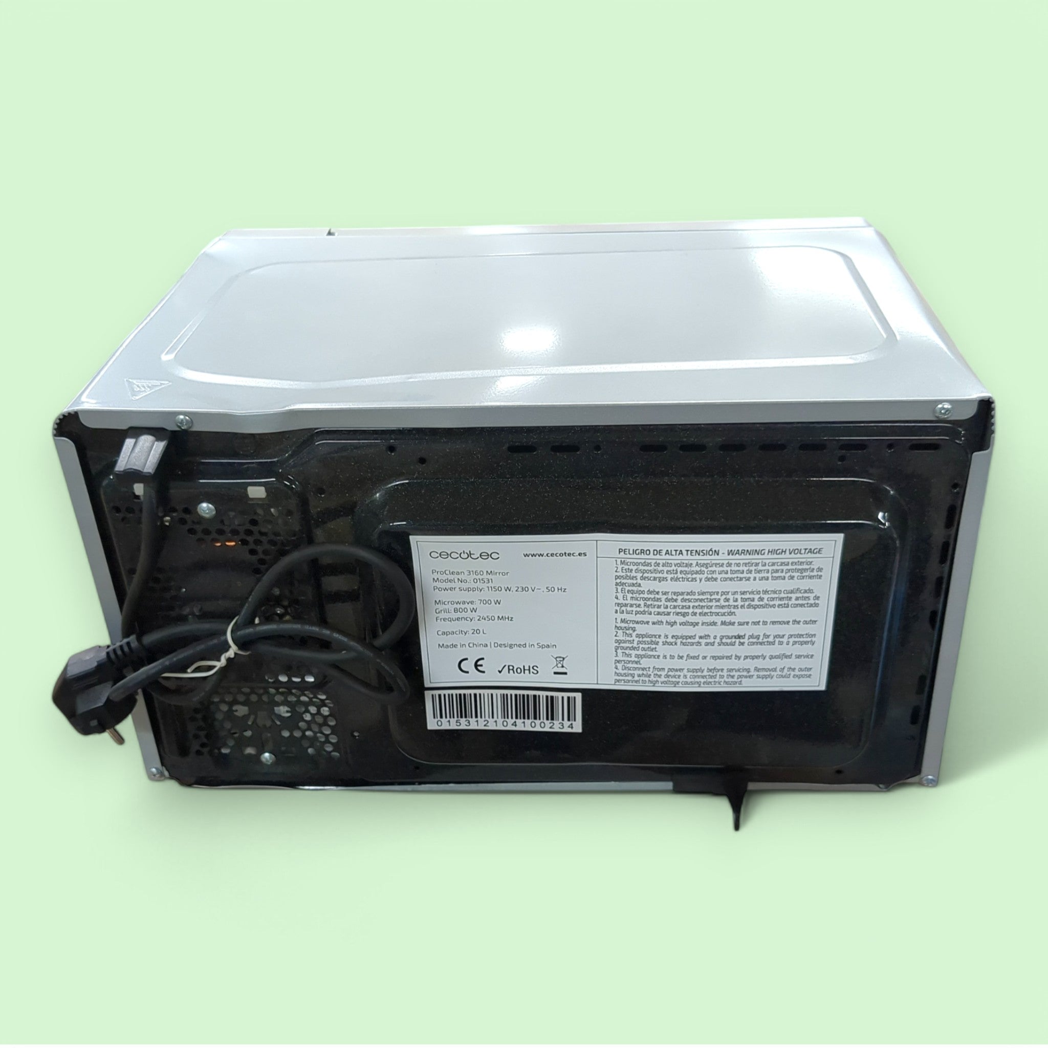 Cecotec Proclean 3160 Mirror Mikrowelle / 700+800 Watt / 20 Liter // Defekt bei Retourify e. K.