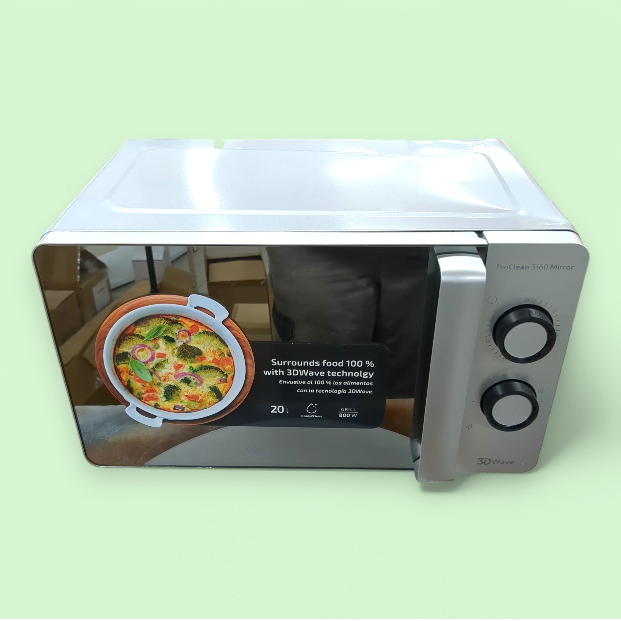 Cecotec Proclean 3160 Mirror Mikrowelle / 700+800 Watt / 20 Liter // Defekt bei Retourify e. K.