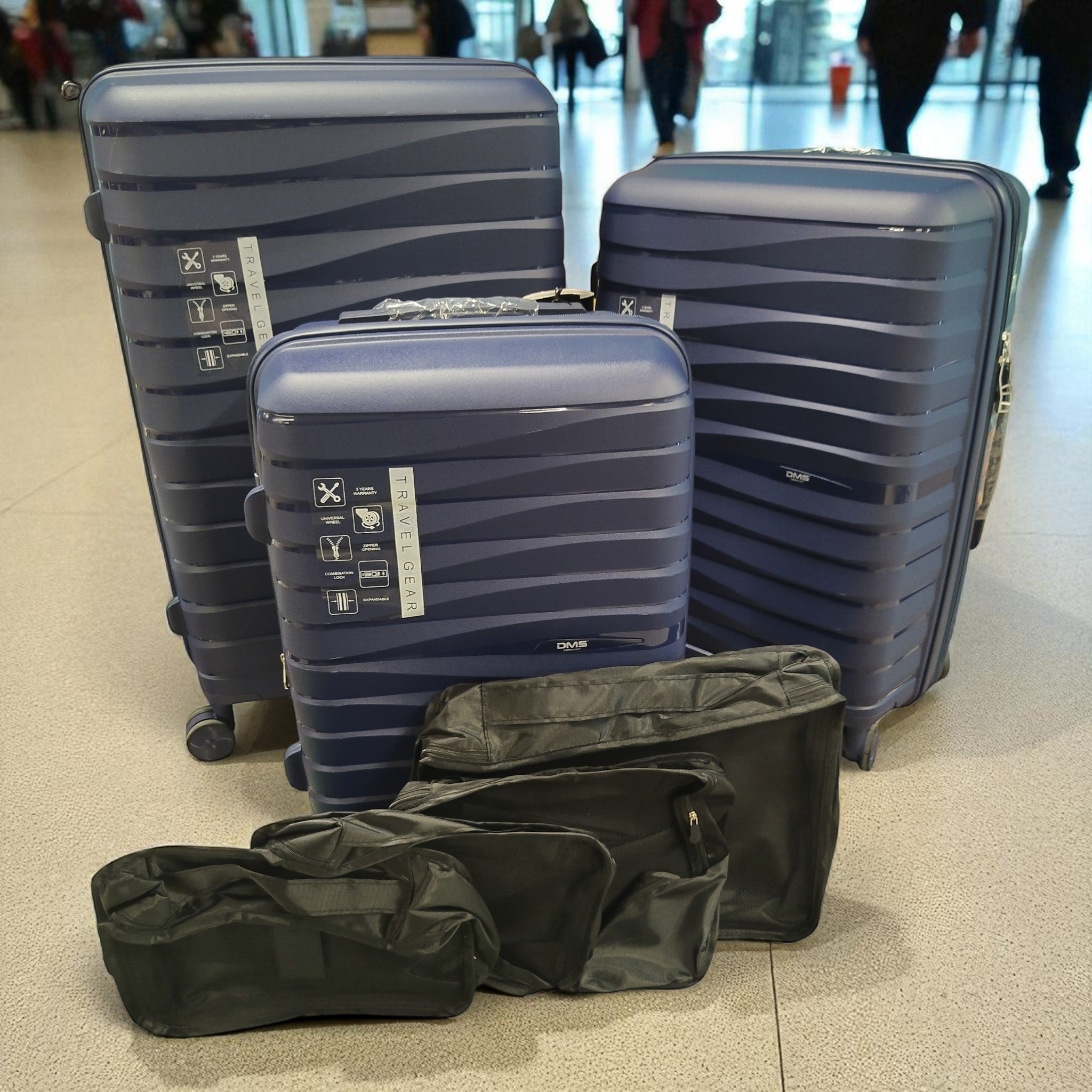 DMS Germany 7-tlg. Trolley Hartschalenkofferset RK-3800DB, Dunkelblau / TOP B-Ware