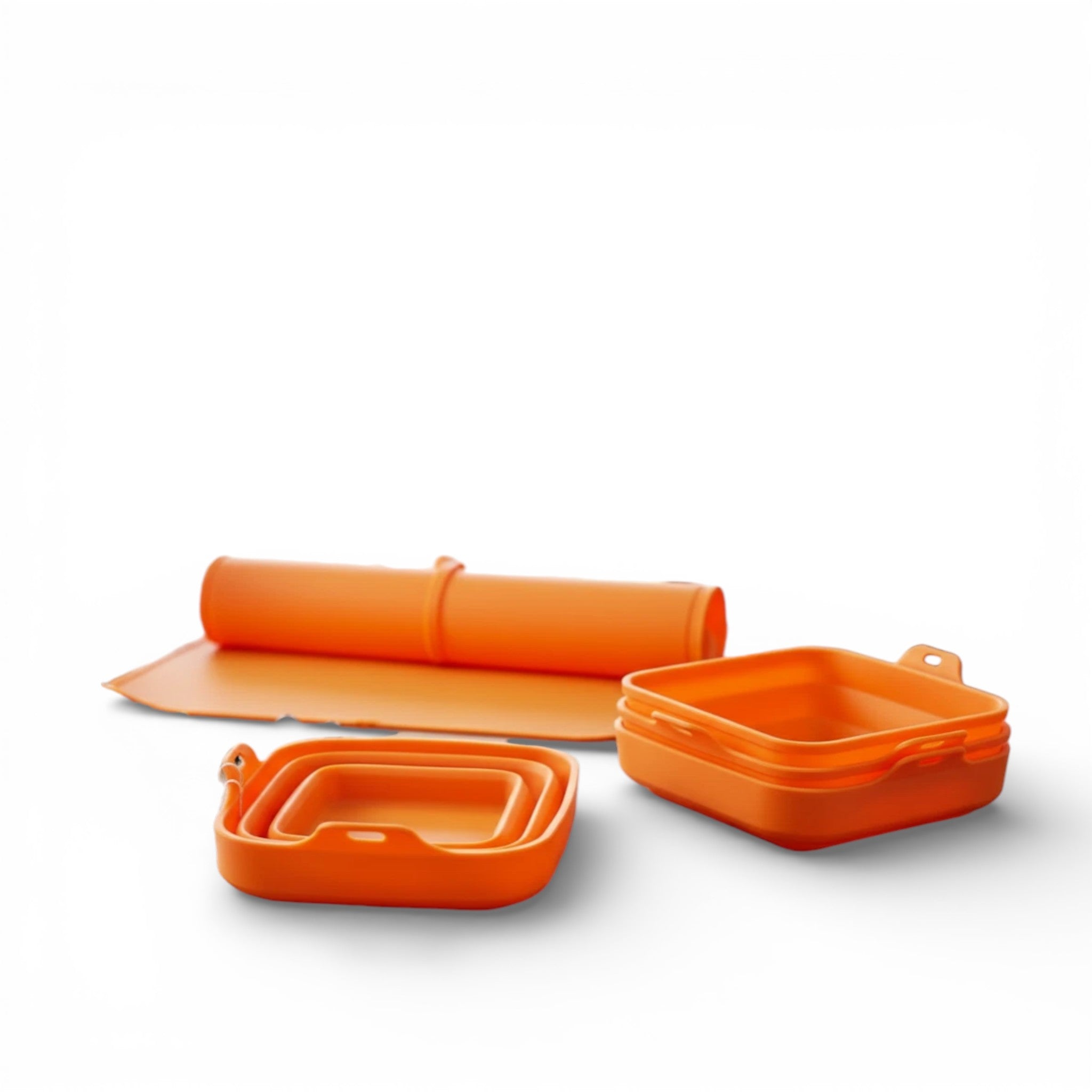 COOK´S ESSENTIALS 2er-Set Schüsseln & Schneidebrett faltbar, rollbar Silikon in orange, attraktive Sonderposten, geprüfte B-Ware im Bestzustand, nachhaltige, stark reduzierte Einzelstücke.