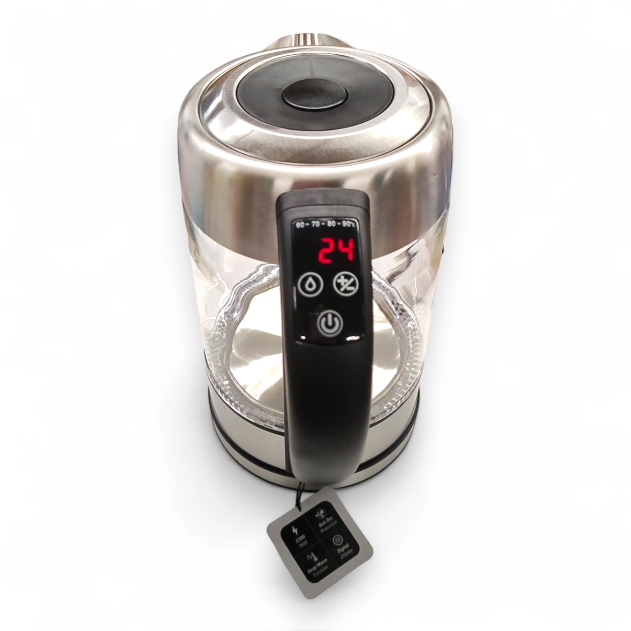 Zilan Digital Glaswasserkocher ZLN3949 / 1,7  Liter / Edelstahl, 2200 W, LED Farbindikatoren // B Ware